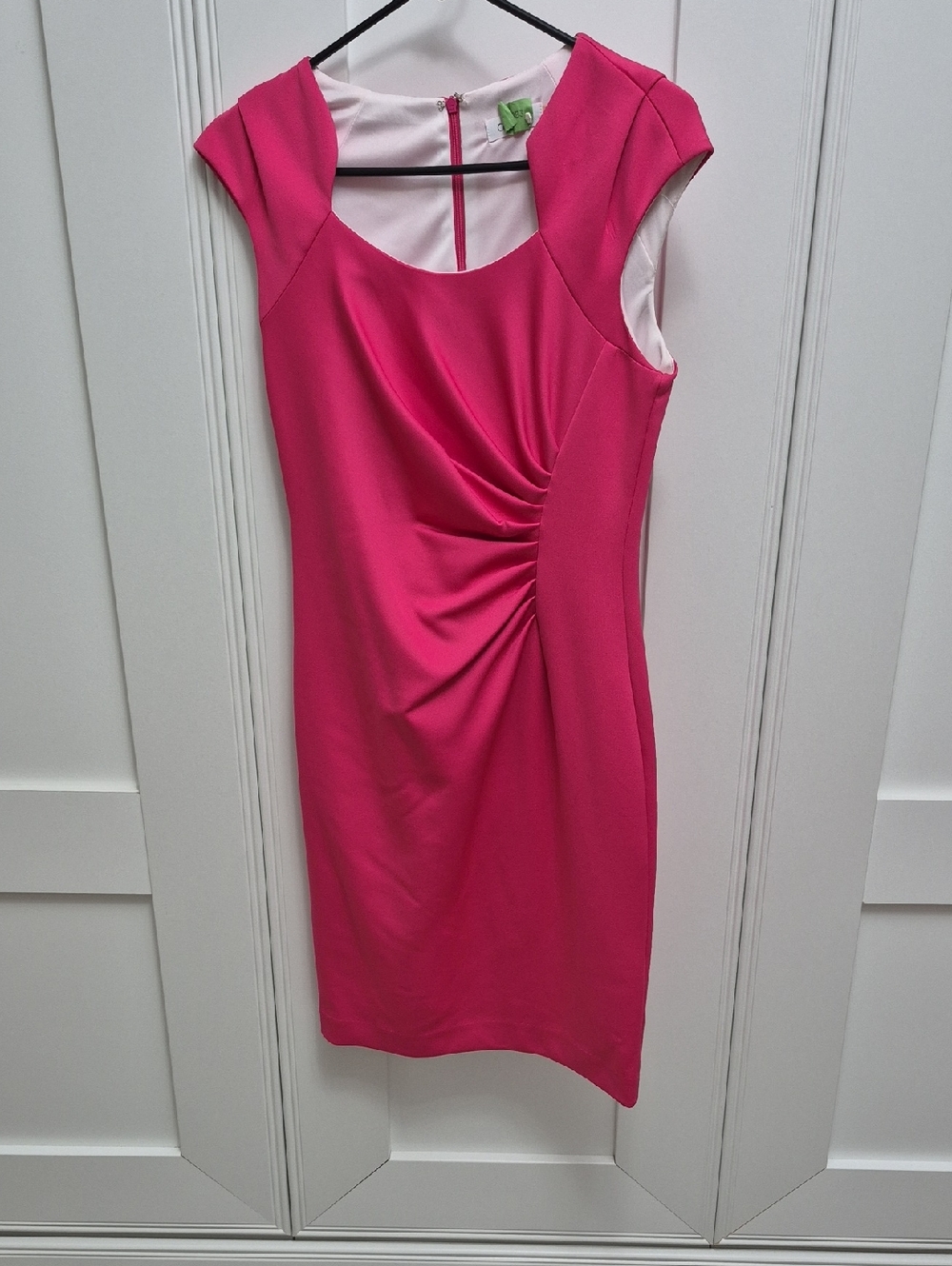 Calvin Klein Ruched Midi Dress in Hot Pink Size 6